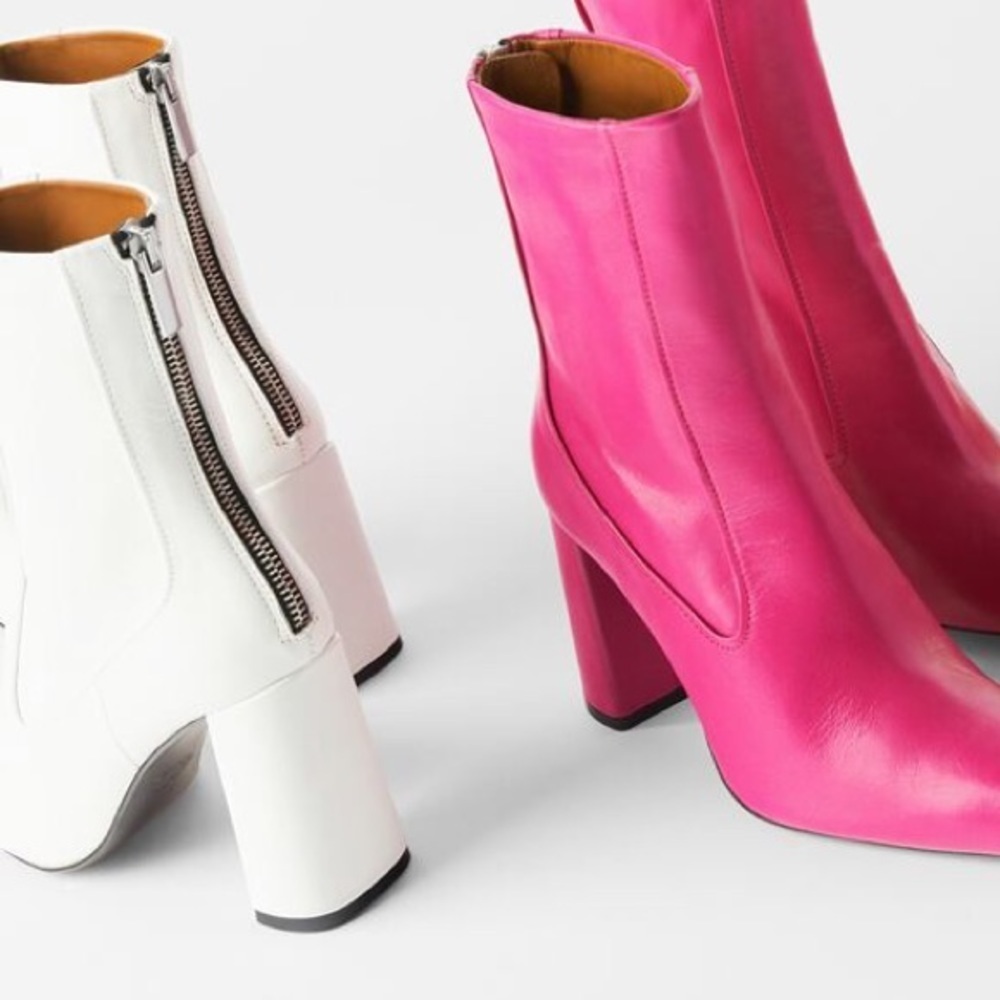 ZARA LEATHER HIGH HEEL ANKLE BOOTS WITH FI… - Picture 6 of 7